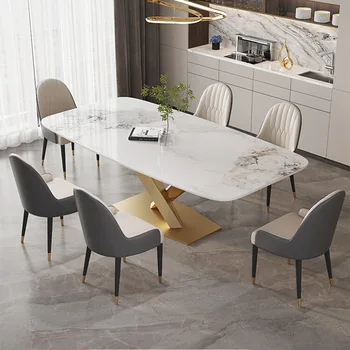 Svetlo luxusné rock plát jedálenský stôl domov jedálenský stôl malý byt obdĺžnikový jedálenský stôl moderný minimalistický Severskej