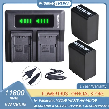 VW-VBD98 AG-VBR118 11800mAh Batérie a LED Nabíjačka pre Panasonic VBD58 VBD78 AG-VBR59 AG-VBR89 AJ-PX280 PX285MC AG-HPX265MC