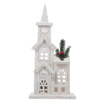 Vianočné Drevené Dediny Vianočný LED Cirkvi Svetlo Domu Snehu Scene Vianočné Dekorácie na Vianoce Ploche Ornament