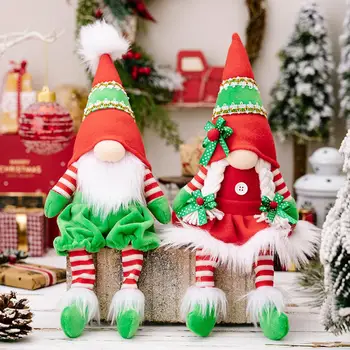 Vianočné Gnome Anonymný Bábika Domáce Dekorácie Červená Zelená Paletu Farieb Veľký Nos Dlhé Nohy Gnome Bábika Nový Rok Darček
