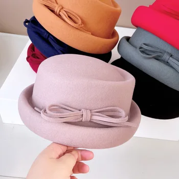 Vysoko kvalitné Japonské vlna klobúk s konkávne top a oblúkovitými okraji tri sady die ťažký priemysel francúzsky banquet letuška klobúk