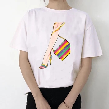 Y16 2021 Lete Krátky Rukáv Kvetinový Kvetinové Módne Tričko Lady T-košele Dámske Topy T-Shirt Žena Graphic Tee Tričko