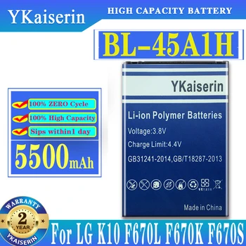 YKaiserin 5500mAh BL-45A1H BL45A1H Batéria Pre LG K10 F670L F670K F670 S K420N LTE Q10 K420 Batterij