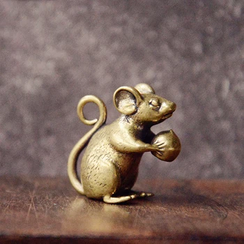 Čistej Medi Myš Ponúka Broskyňa Figúrky Miniatúry Tvorivé Roztomilý Potkan Šťastie Zvierat Malej Ploche Ornament Feng Shui Domova