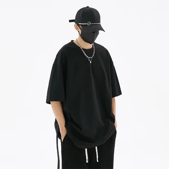 Šport Hip Hop Mens Streetwear T-shirts Bežné 2023 Letné Krátke Rukávy Čierne Biele Tričko Tees Nadrozmerná 5XL 6XL T Tričko